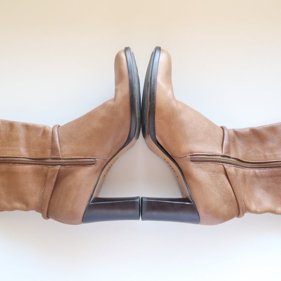 Uffizi Brown Leather Tall Heeled Boots With Metallic Harness Size 9.5 M - Picture 14 of 16